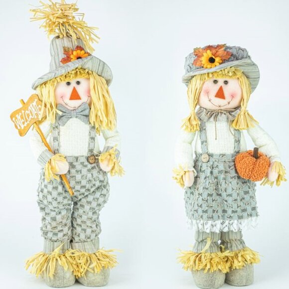 Gray Fall Scarecrow Stander- Set of 2 - Picture 1 of 1